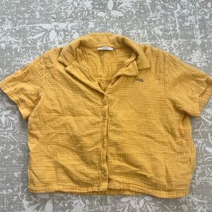 Tiny Big Sister Earthy Goldenrod Textured Button Down Shirt